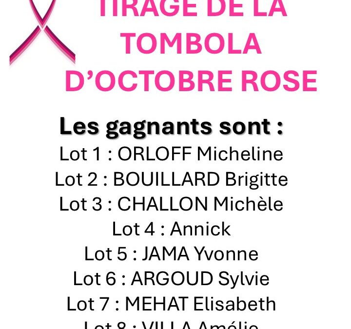 TIRAGE TOMBOLA OCTOBRE ROSE