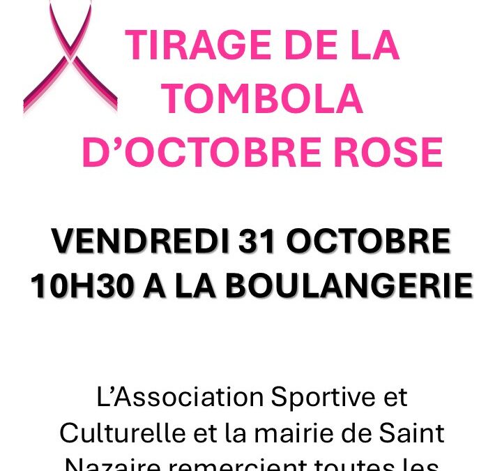 TIRAGE DE LA TOMBOLA OCTOBRE ROSE