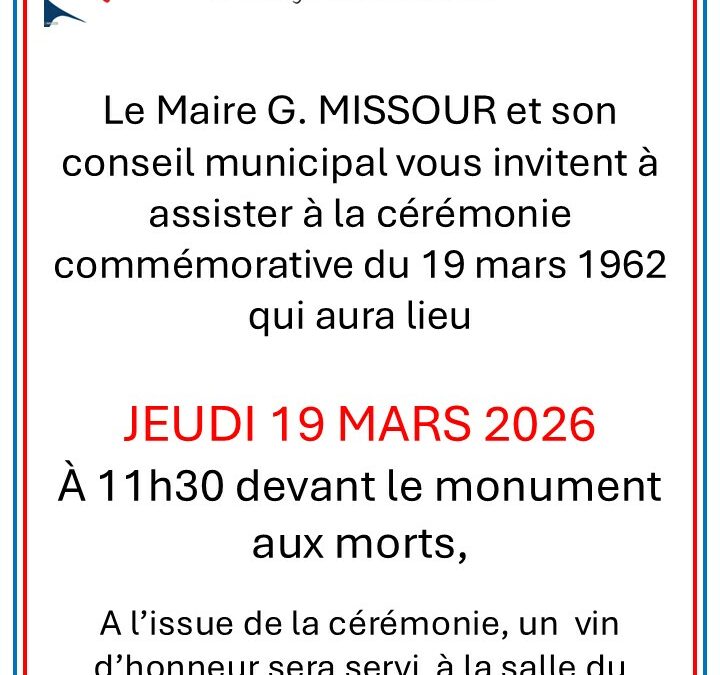 COMMEMORATION DU 19 MARS 2026