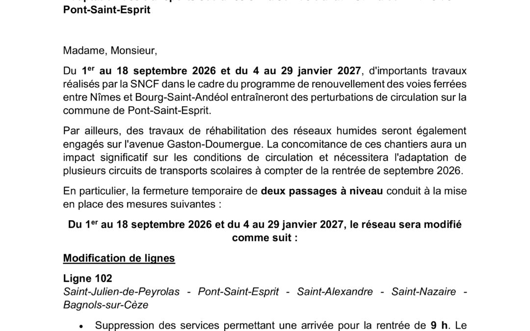 TRAVAUX SNCF SUR LA COMMUNE DE SAINT NAZAIRE