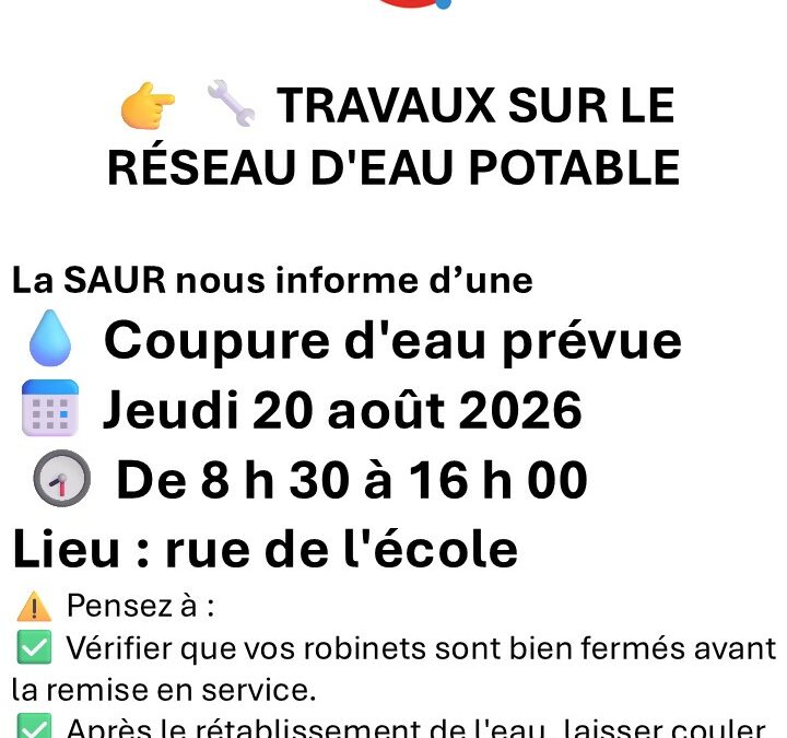 COUPURE D&rsquo;EAU