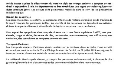 VIGILANCE ORANGE CANICULE – COMMUNIQUE DE PRESSE