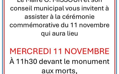 CEREMONIE COMMEMORATIVE DU 11 NOVEMBRE