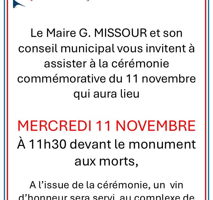 CEREMONIE COMMEMORATIVE DU 11 NOVEMBRE